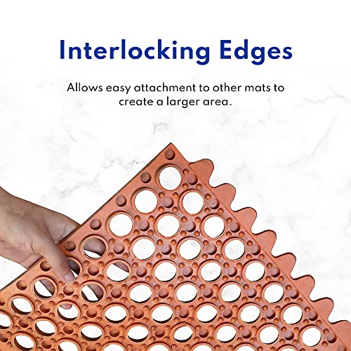 New Star 1 Pc Heavy Duty Red 36X36 Inch  Interlocking Restaurant / Bar  Grease Resistant Rubber Floor Mat #TOP5