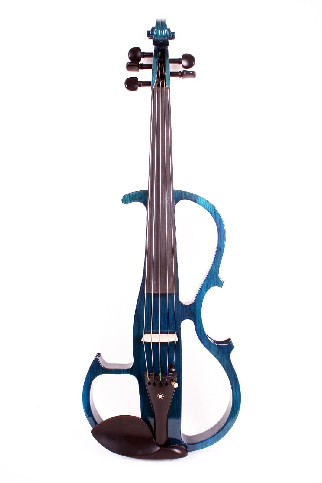 Alto électrique en bois massif avec fixations en ébène, étui de transport et accessoires inclus #EL8 (bleu-5 cordes) 40,6 cm