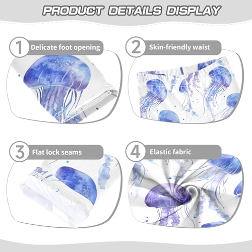 ALAZA Girls' Leggings Children's Yoga Pants Skinny Printed Dance Watercolor Jellyfish Comfortable 4T2