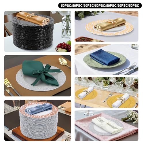 Platos cargadores desechables plateados 13" pack 50 miniatura 5