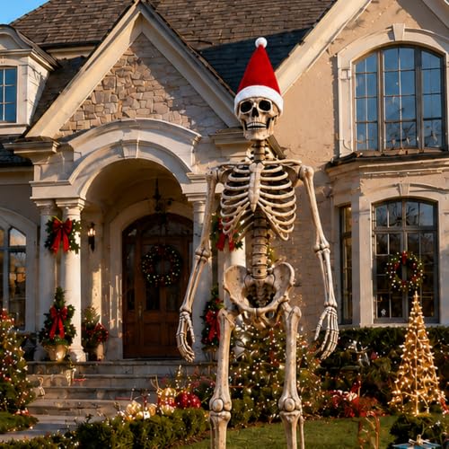 Image of Giant Santa Hat for 12 ft Skeleton, 23x34 in Red Non-Woven Fabric