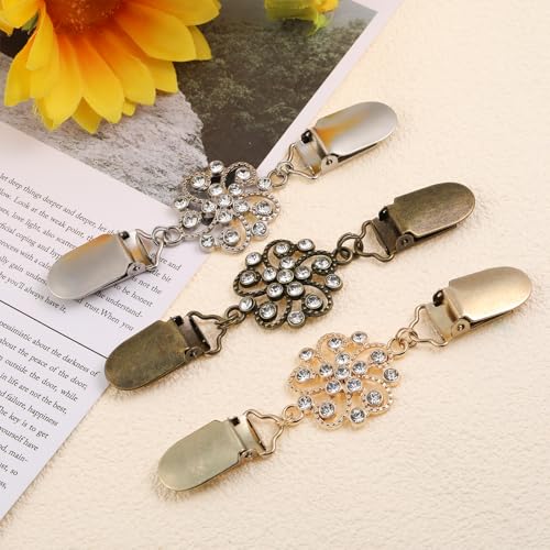 Image of cobee 3 Pcs Dress Clips Back Cinch, Waist Cincher Clip Shirt Clip, Sweater Clips To Hold Sweater Together for Cloak Clasp Shawl Pin Clothing Dress Shirt Shawl Coat(Flower)