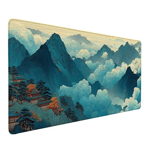 Tapis de souris XXL gamer bleu grand sous main bureau ordinateur