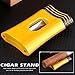 KEENSUN 3-in-1 Zinc Alloy V-Cut Cigar Cutter (Deep Yellow) with Cigar Holder on The Back and Cigar Punch at The Bottom, 60 Ring Gauge, 420J2 Stainless Steel Cut Blade in Gift Box