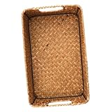 PENIKOKO Cesta de Almacenamiento de Algas Marinas Caja Rectangular Tejida Asas Fuertes Organizador para Juguetes Ropa Cosméticos y Artículos Uso Hogar Baño y Cocina 30X20X10 Cm