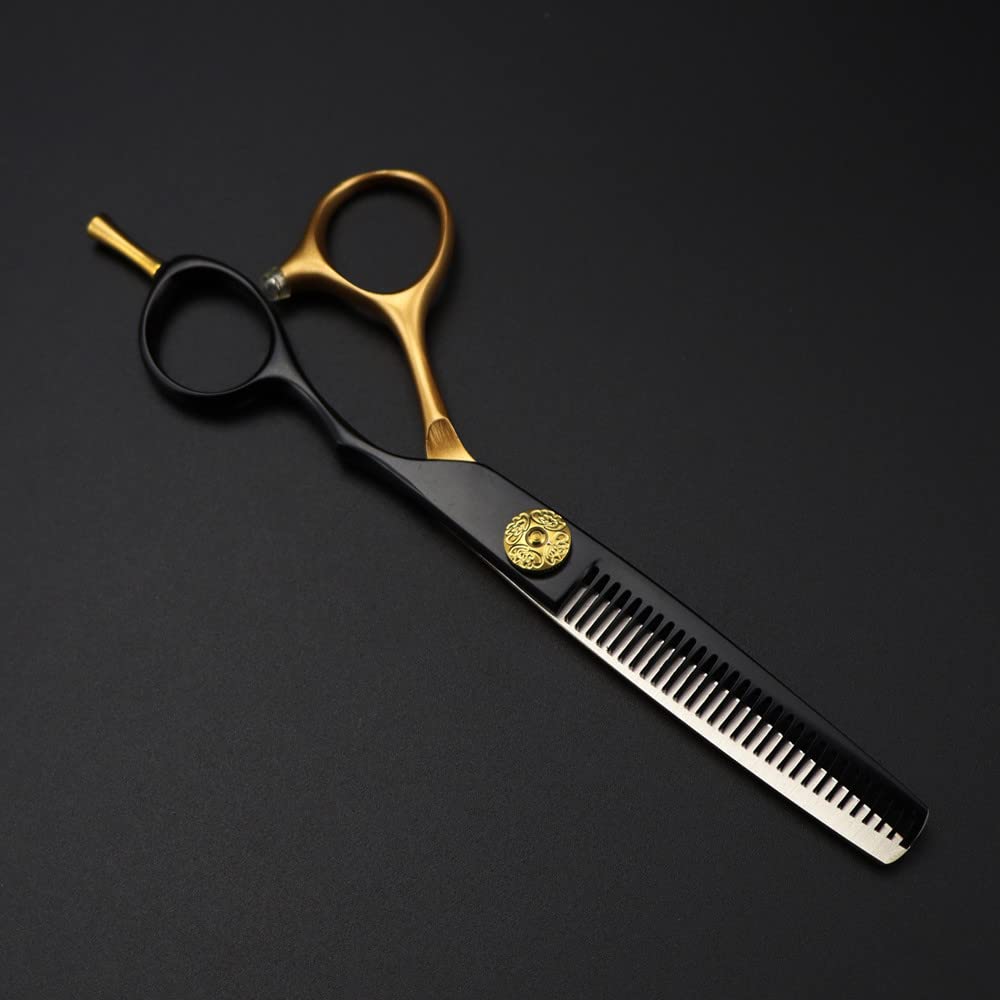 Haarschneideschere, 6 Zoll, Professioneller Jp 440C-Stahl, Schwarzgold, Haarschneideschere, Effilierschere, Friseurscheren-Set