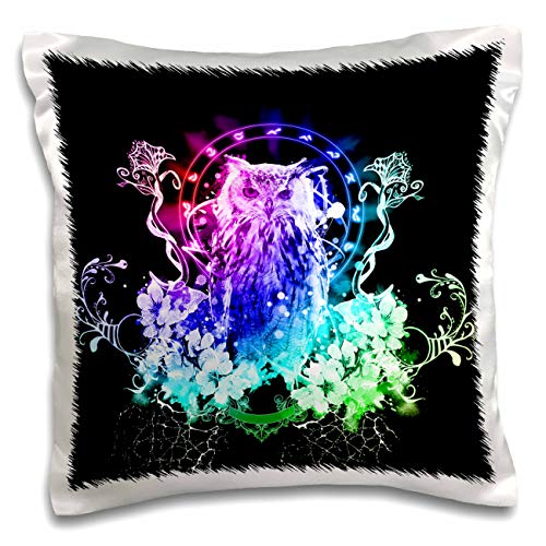 3dRose Heike Köhnen Design Animal-Wonderful Colorful owl (pc-280502-1) Pillow Case, White