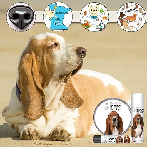 Image of The Blissful Dog Basset Hound Nose Butter for Dry, Cracked Skin, Lick-Safe Dog Nose Balm with Moisturizing Shea Butter, Almond, Olive, and Essential Oils, Pet Supplies, Uncented, 2 oz.