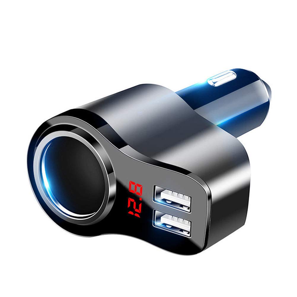 Cargador Rápido para Móvil de Coche con Doble USB y Pantalla LED Carcasa Metálica Resistente con Protección contra Sobrecarga Compatible para Múltiples Modelos