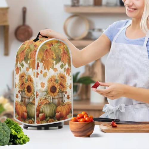 Image of Pumpkin Sunflower Processor Dust Cover, Small Appliance Covers for Kitchen Blender Washable Appliance Protector Stain Resistant Fall Decor Blender Storage Bag for Home Kitchen