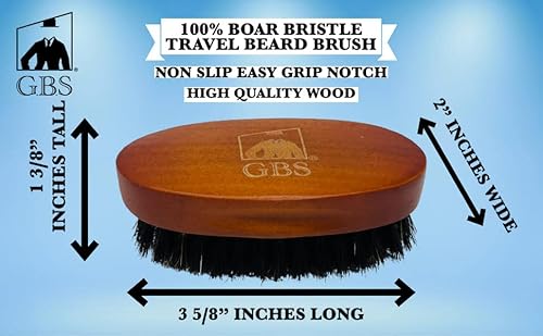 G.b.s Combo Beard Grooming Set, Oval Wood Beard Brush With Boar Bristles 4 1/2" X 2 3/8", All Fine Wood Beard Comb 2" X 4" & Tortoise Pocket Beard And Mustache Comb Effortless Glide #TOP3