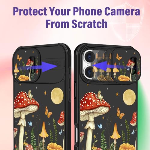 Image of Funermei for iPhone 16 Pro Max Case - Women Girls Cute Phone Cover Girly Pretty Aesthetic Mushroom Unique Design with Camera Cover Funda for Apple for iPhone 16 Pro Max