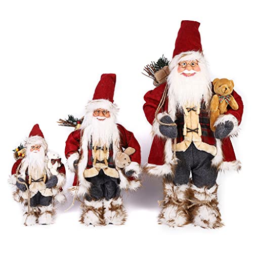 Père Noël en fourrure décoration 45 cm fenêtre maison figurine hiver - 7