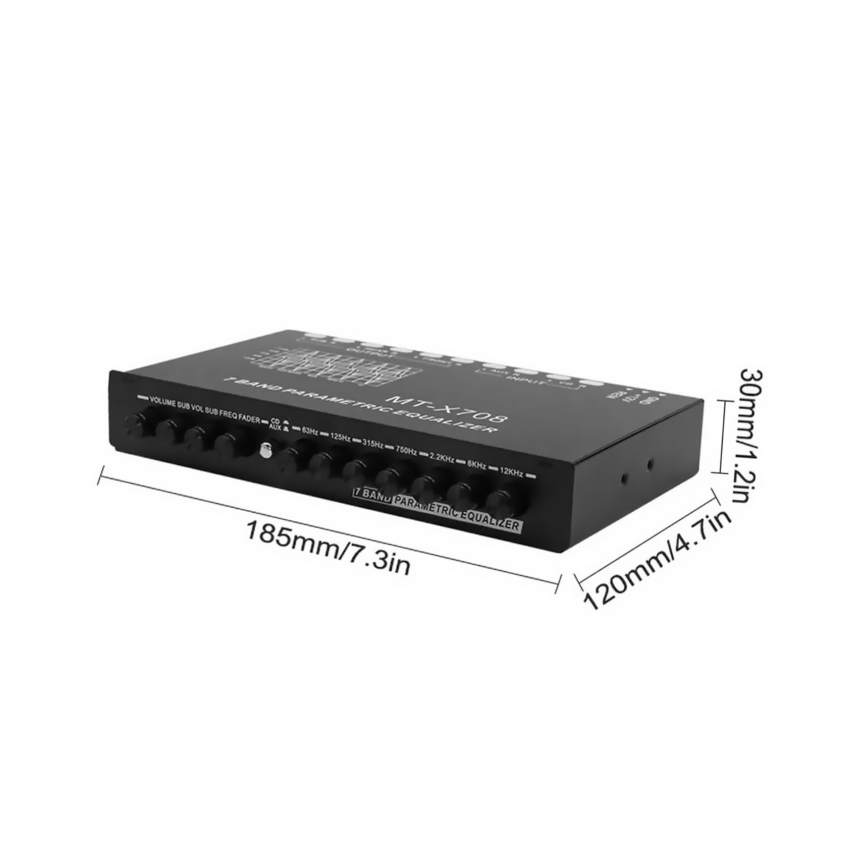 Ecualizador para Coche de Audio 7 Bandas, Metal Negro, Seis Canales