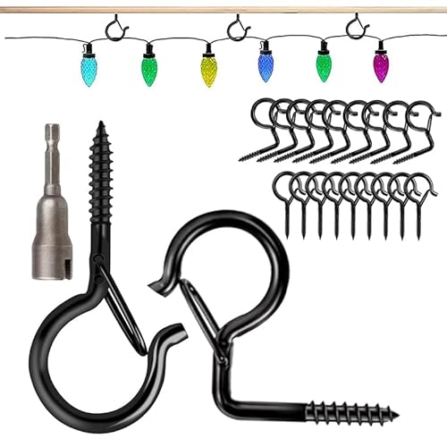 GGUFAY 20 Pezzi Ganci Avvitabili Ganci Q-Hanger Neri, Ganci a