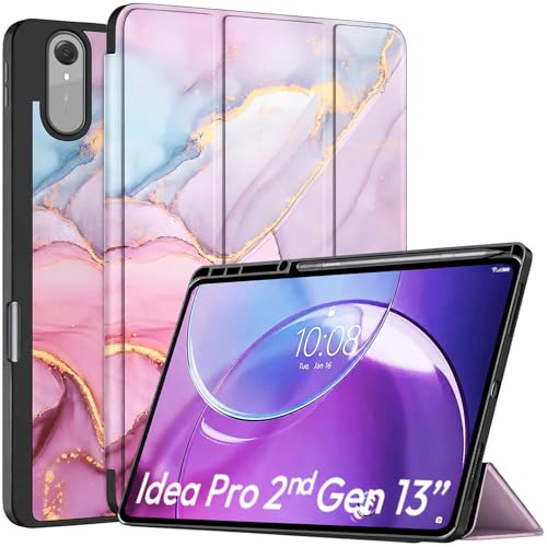 Image of ProElite Cover for Lenovo Idea tab Pro 2nd Gen 13 inch 2026 case Cover [with Pen Holder], Soft Flexible Flip Case Cover for Idea tab Pro 2nd Gen 13 inch 2026 [Recoil Series] - Marble Pink