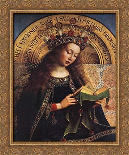 The Ghent Altarpiece Virgin Mary [Detail] 20x24 Gold Ornate Wood Framed Canvas Art by Jan van Eyck
