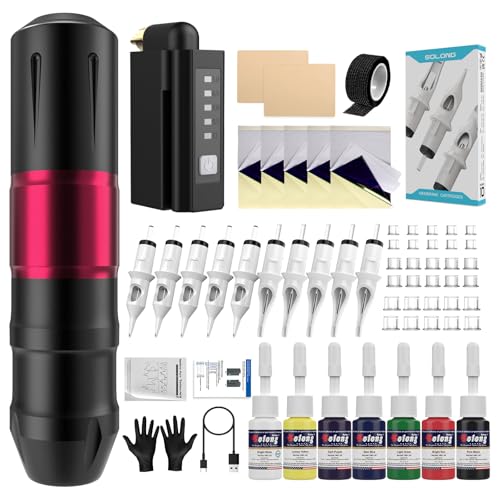 EFFEER Professional Tattoo Kit - 1600mAh Wireless Pen Machine, 10