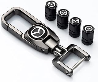 MOESUN Car Tire Valve Caps+ Car Keychain for Mazda, 4pcs Car Tire Caps Dust Caps with Logo&Car Key Chain Accessories Replacement, Cx7 Cx5 Cx9 Cx-5 Cx3 Mx-5 Protege Valet Rotary Rx8 Series