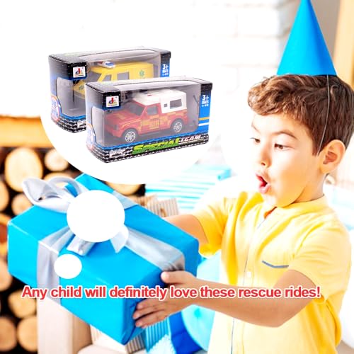 Toy Cars, 2 Pcs Model Car Rescue Play Vehicles Ambulance Fire Engine Children's Pull Back Vehicles Toys Emergency Vehicle Toys Cast Model Automobile for Children's Playtime and Birthday Party Gifts - Image 5