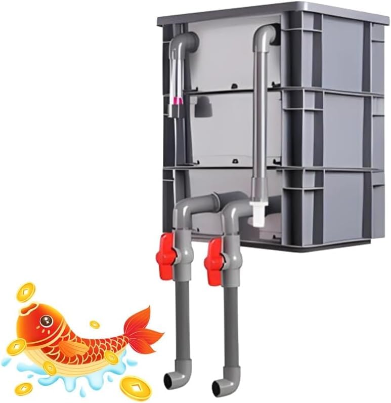 ZJGFCB Aquarium Filter Box, Turnover Box Fish Tank Filter,Filter Drip Box, External Fish Pond Water Circulation System DIY, Large Filter Kit For Ponds-No Pump & Filter Media(Size:40x30x44cm)
