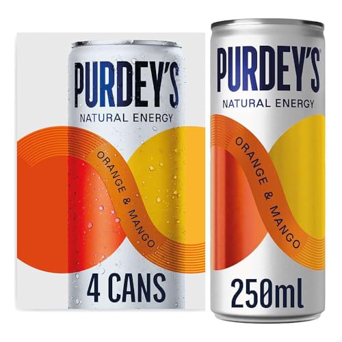 Purdeys Natural Energy Orange & Mango 250ml Can (Pack of 4)