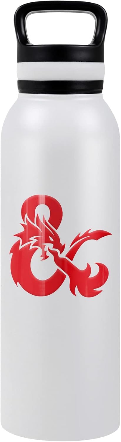 Dungeons & Dragons OFFICIAL Ampersand Logo 24 oz Insulated Canteen Water Bottle, Leak Resistant, Vacuum Insulated Stainless Steel with Loop Cap