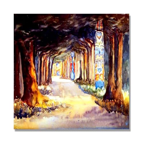 Tableau abstrait Paysage 1 Emily Carr impression sur toile moderne de 70x70 cm