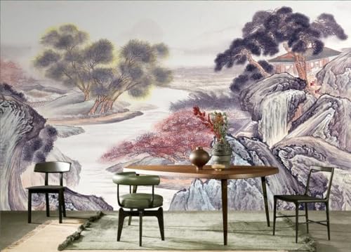 Papier peint panoramique montagne aquarelle 3D tapisserie murale
