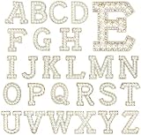 Sparkly Rhinestones and Elegant Pearls Iron On Patches for Clothing, A-Z Sew On Decorative Letter Pa