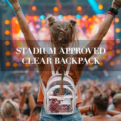 Image of Missnine Small Clear Backpack for Stadium Events Anti-theft Mini Clear Bag for Sport Event Concert with Cute Pom-pom Ball