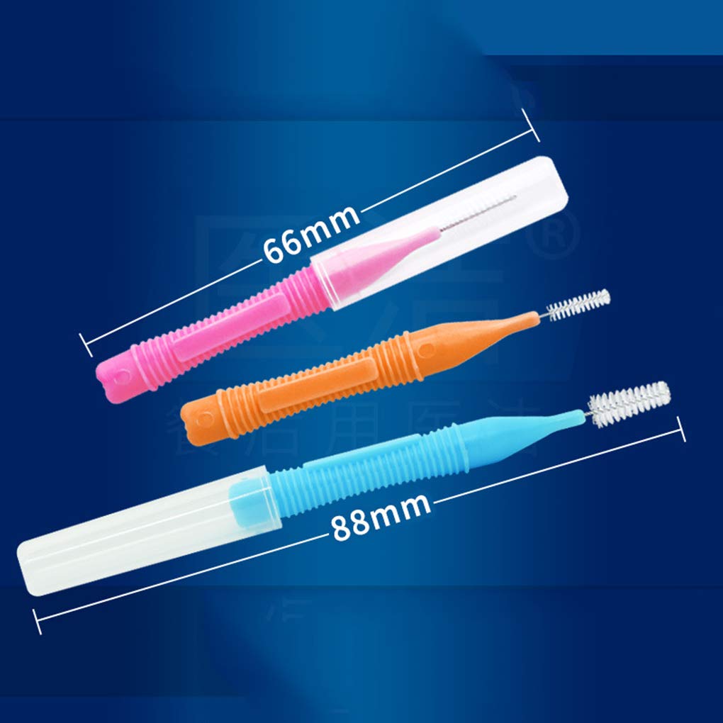 Juego de 5 cepillos interdentales flexibles de plástico para dientes de mano, herramienta de higiene bucal para el hogar, viajes, amarillo, 0,4 mm