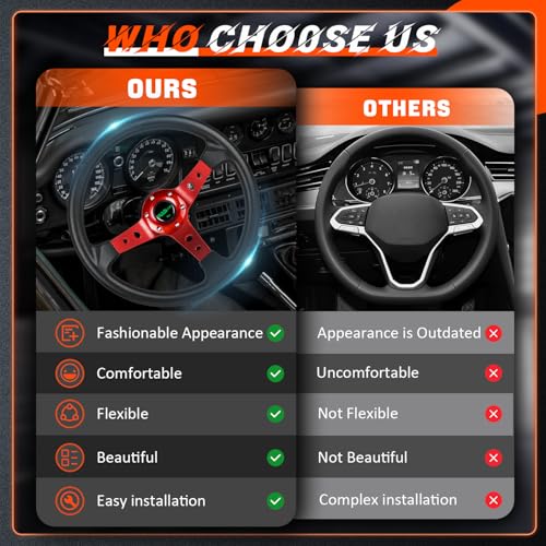 image for RASTP Universal Racing Steering Wheel,Drifting Deep Dish Steering Whee