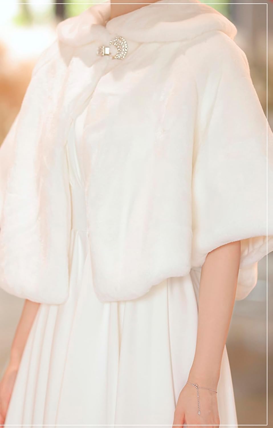 Faux Fur Shawls Bridal Wedding Wrap Scarf Capes for Women Winter Cover Up Party Gown Wrap Winter Cape Faux Fur Shawl Cloak - Image 5