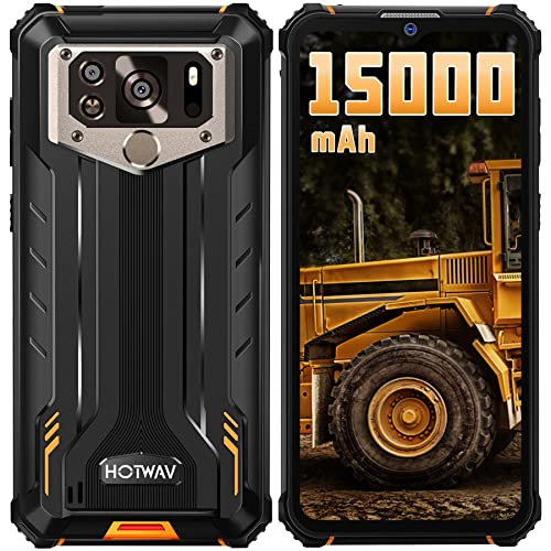 HOTWAV W10 Teléfono Móvil Resistente (2022)15000mAh Android 12 Móvil Antigolpes, 6.53" HD+ Movil Irrompible 4GB+32GB/13MP+5MP/4G Dual SIM, IP68/69K Impermeable/Desbloqueo Facial&Huellas Dactilares/OTG Cover