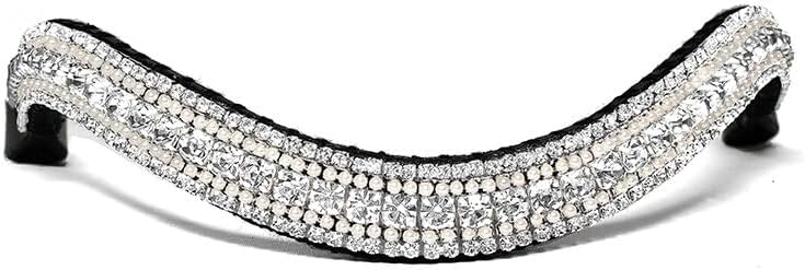 Alice International Leather English Bridle with Soft Padded Browband - Sparkly Crystal Bling for Dressage and Horse Riding COB 67
