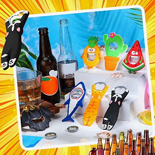 7 Pieces Cute Bottle Opener Funny Shape Magnetic Beer Bottle Opener Shark Cat Bat Watermelon Pineapple Cactus Bottle Opener Refrigerator Magnet Bottle Opener For Dad Boyfriend Bartender Bar Kitchen #TOP6