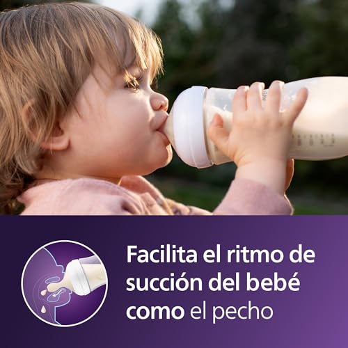Image of Philips Avent Natural Baby Bottles with Natural Response Nipples (Medium Flow, Flow 3), 9oz, Pink, 4-Pack, SCY903 /14