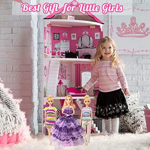 40 Pcs Doll Clothes Outfit for Barbie Doll, 11.5 Inch Doll Accessories Collection with 3 Princess Dresses+10 Dresses+6 Tops+6 Pants+5 Bikinis+10 Shoes(Random Style), for Girls Birthday Gifts