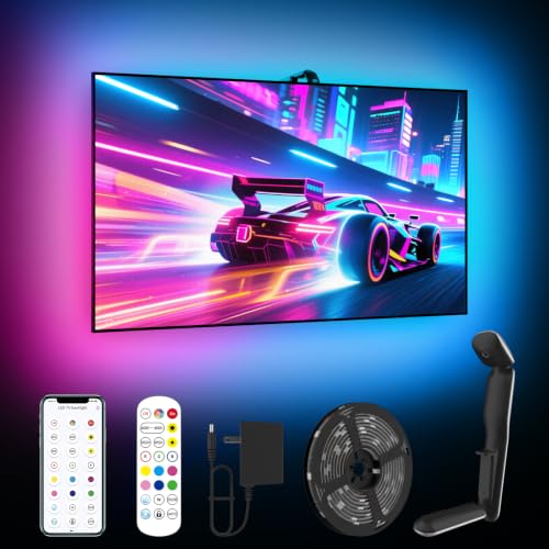Image of GIPOYENT LED TV Llights with Camera, 13.7FT TV Led Backlights that Change with for 45-65 in TV, Music Sync LED Strip Light with Smart App Control - RGB Color Changing Light Strip for Bedroom