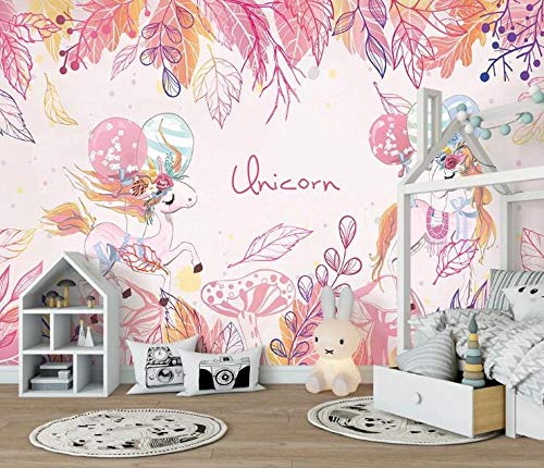 Papier peint licorne rose WLLLO grand format pour habiller un mur vide