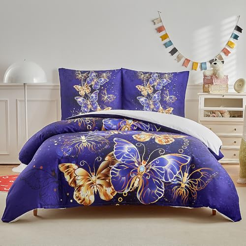 WUMIUER Violett Bettwäsche 135x200 cm Set 2tlg Lila Golden...
