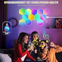 URAQT Sechseck Gaming Wandleuchte, 12 Stück Hexagon LED Panel RGB Smart Wand Panel App Steuerung Musik Sync Wandbeleuchtung Smart Sechseckige Gamer Room Deko Modular Lampe – Ansicht 6
