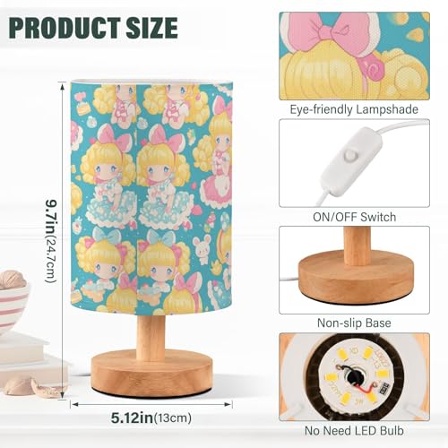 Lámpara de mesa infantil con figura de muñeca rubia miniatura 3