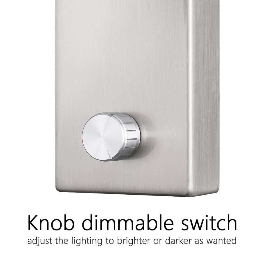 Wandlampe mit Dimmschalter, Drehknopf, Schwenkbarer Spot, Matt Schwarz, Modern (Brushed Nickel)
