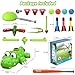 4-in-1 Summer Outdoor Sprinkler Spray Water Toys,360° Rotating Sprinkler/Hydro Baseball /3-Spout Slugger/Stomp Rocket Lawn Backyard Pool Party Outside Game for Kids Toddlers Ages 3-5 4-8 (Crocodile)