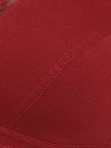 Image of Clovia Women's Cotton Spandex Solid Non-Padded Full Cup Wire Free Everyday Bra - Maroon in Red