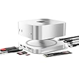 Macally Mac mini M4 Dock and Stand, Mac mini M4 Hub with NVMe/SATA SSD Enclosure, 4K HDMI 60hz, 3 USB A 10Gbps, USB C Data Port, SD Card Reader, 3.5mm Audio Jack