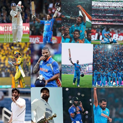 Image of Wallgasm Cricket Collage Kit - Set of 54, 4 x 6 Inches Posters | Poster Set For Room, Wall Art for Bedroom, Gym, Office (Cricket)