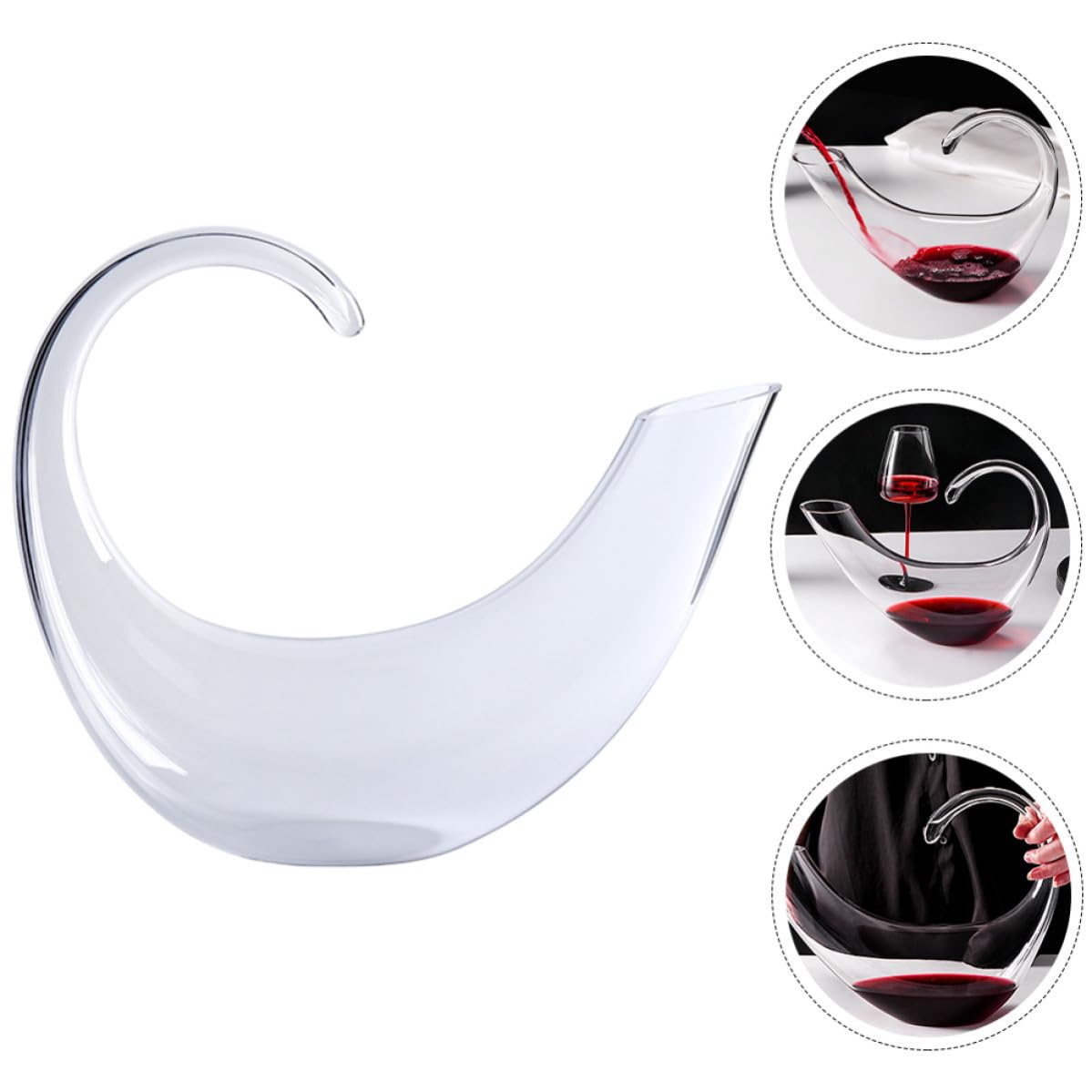 Abaodam Decantador de Vino de Vidrio Elegante y Práctico Diseño Exclusivo para Uso Doméstico, Jarra para Decantar y Airear Vino Tinto sin Goteo